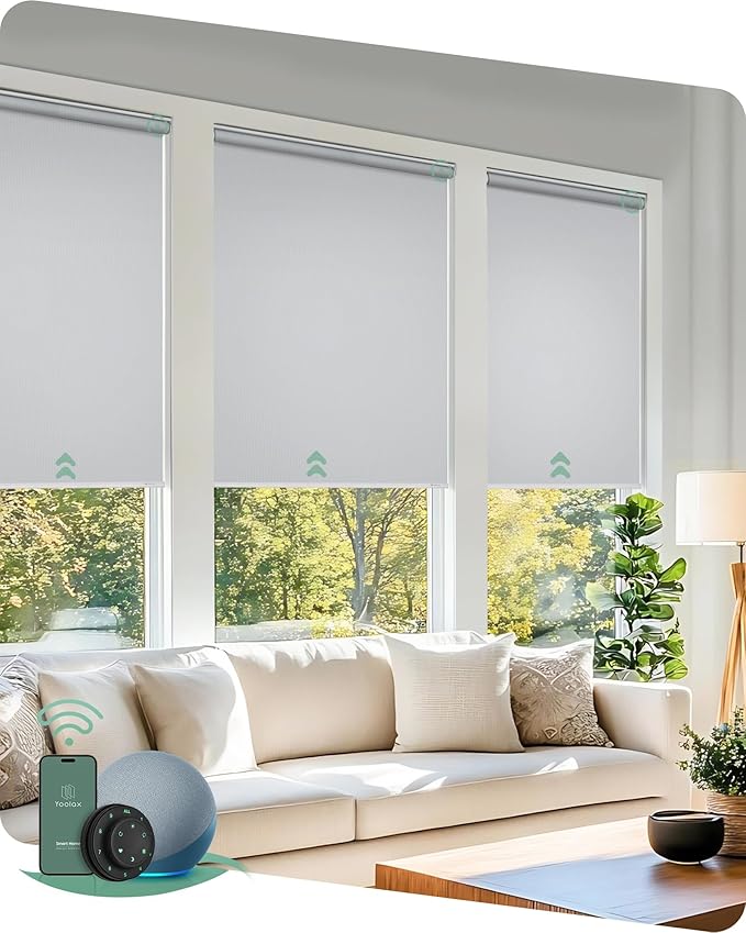 Yoolax Motorized Blinds with Remote, Automatic Window Shades Work with Alexa by Yoolax