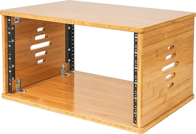 Sound Town DIY 6U Solid Carbonized Bamboo Studio Equipment Rack w/ 14.2" Depth - Image 4