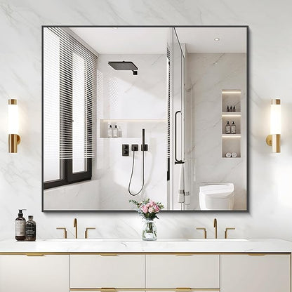Black Bathroom Mirror for Wall, 36x40 Inch Rectangle Mirrors - Image 8