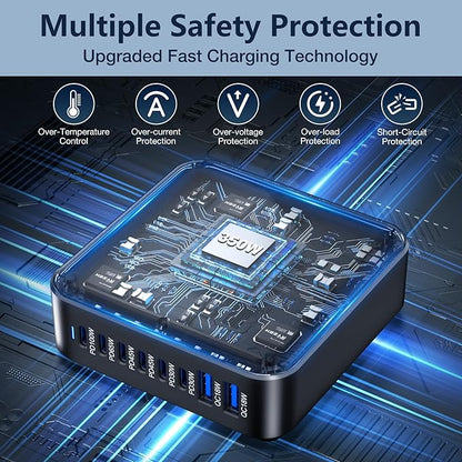 350W USB Fast Charging Station, 8 Port USB C Multi Port Charger Block - Image 7