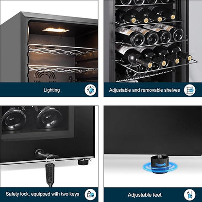 24 Bottles Wine Cooler Refrigerator, Small Wine Fridge Mini Wine Fridge - Image 3