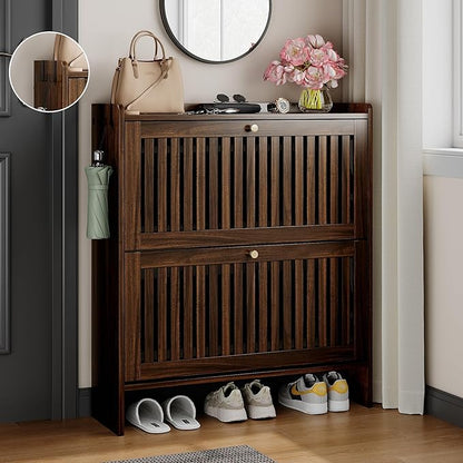 wanan 31.5" Shoe Cabinet with 2 Flip Slatted Drawers, Adjustable & Removable by Wanan
