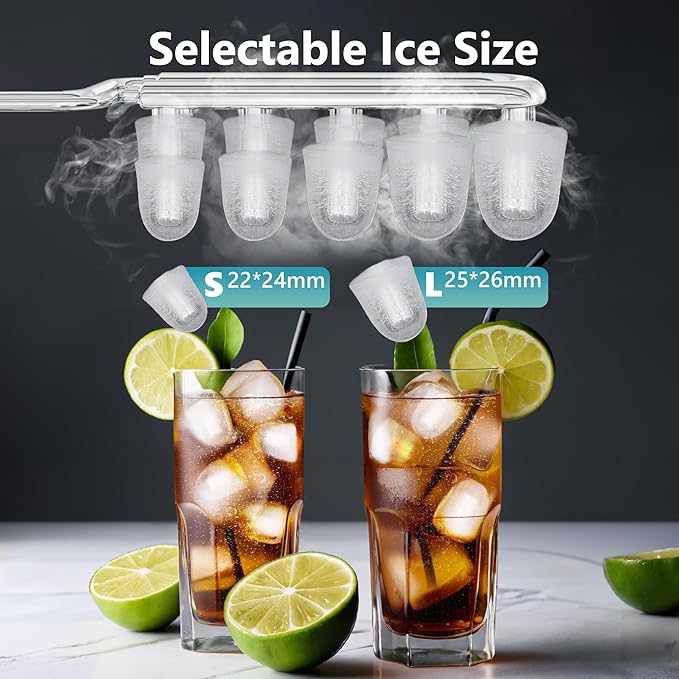 EUHOMY Smart Ice Makers Countertop -26lbs in 24 Hours, 9 Cubes Ready in 8Mins - Image 4