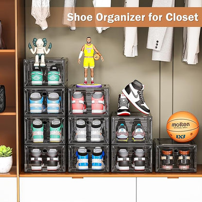 6 Pack Thicken Shoe Organizer Stackable, Upgraded Sturdy Shoe Storage Box - Image 6