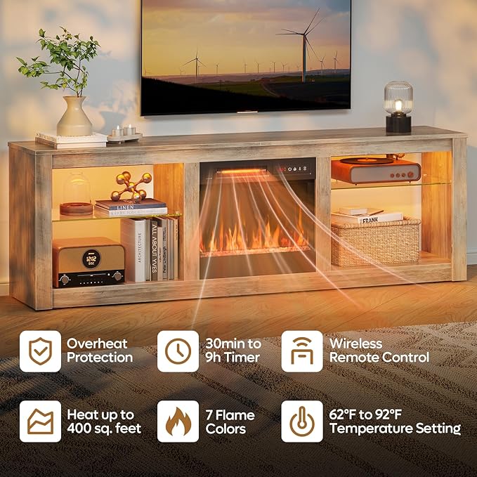 Bestier 63 Inch Modern Fireplace TV Stand - Image 3