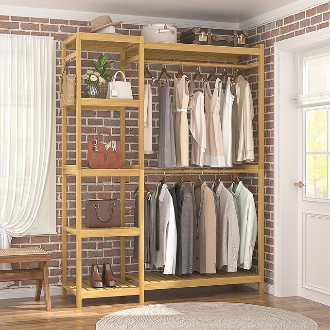 Homykic Bamboo Clothes Rack Garment Rack - Image 7