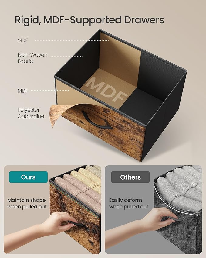 SONGMICS Dresser for Bedroom, Chest of Drawers, 4 Non-Woven Fabric Drawers - Image 5
