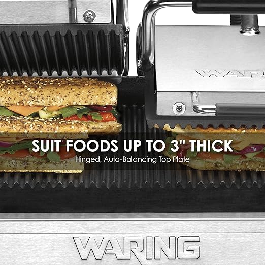 Waring Commercial WPG300 Panini Otimo Dual Ribbed Panini Grill, 6-20 Phase Plug - Image 4
