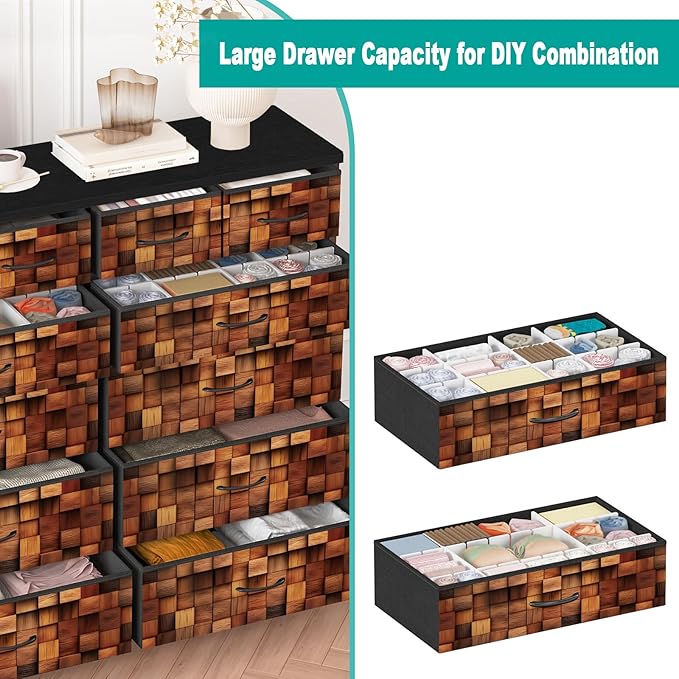 TV Stand Dresser for Bedroom, Tall Fabric Drawer Dresser, Chest of Drawers - Image 4