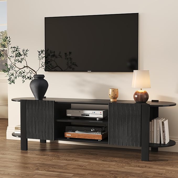 ZOSQUARE 65 Inch TV Stand for Up to 75 inch TVs, Fluted Entertainment Center by ZOSQUARE