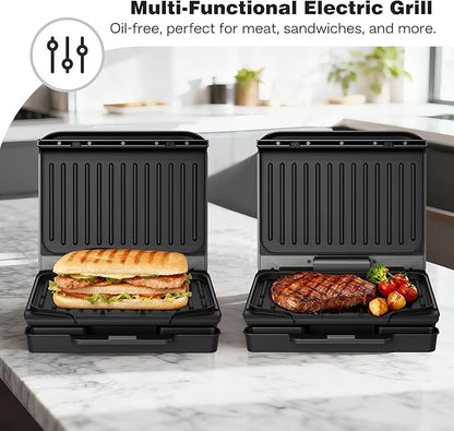 2-Serving Electric Grill and Panini Press, Tough Non-Stick Coating, Drip Tray - Image 3