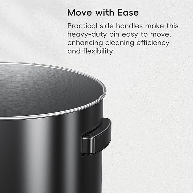 EKO Urban 32 Gallon Round Black Stainless Steel Open Top Waste Bin, Tall - Image 5