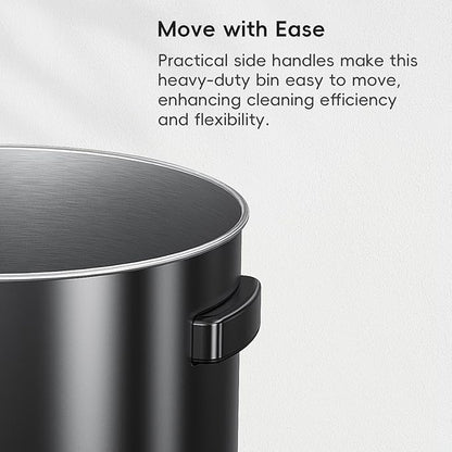 EKO Urban 32 Gallon Round Black Stainless Steel Open Top Waste Bin, Tall - Image 5