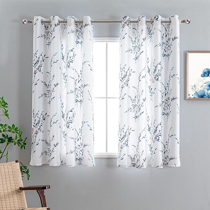 MYSKY HOME Floral Curtains 63 Inch Length 2 Panels - Image 2