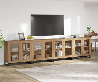 WAMPAT Modern TV Stand with Glass Doors - Image 8