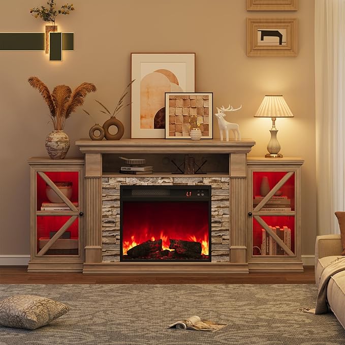 QUW Electric Fireplace TV Stand, Modern TV Console Table - Image 9