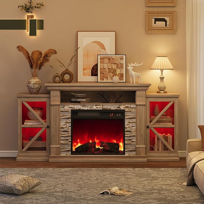 QUW Electric Fireplace TV Stand, Modern TV Console Table - Image 9