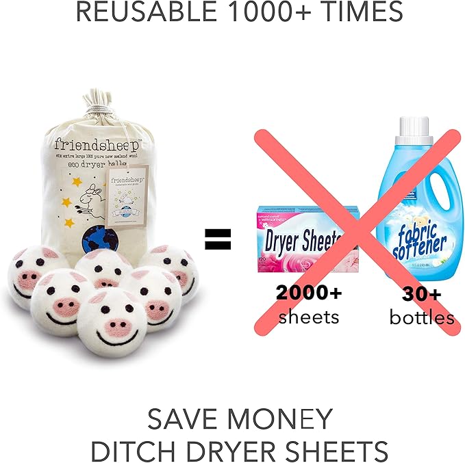 Friendsheep Wool Dryer Balls, Organic Reusable Fabric Softener Alternative - Image 3