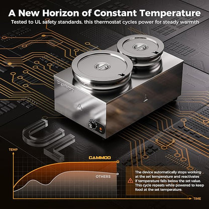 20qt 2-in-1 Electric Soup Warmer and Steam Table Food Warmer, 1200W Stainless - Image 7