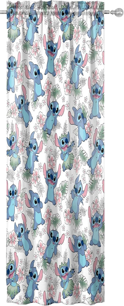 Jay Franco Window Curtains for Kids Bedroom 4-Piece Drape Set with 2 Tiebacks, Multi - Lilo & Stitch, 42" W x 63" L (Pack of 2)