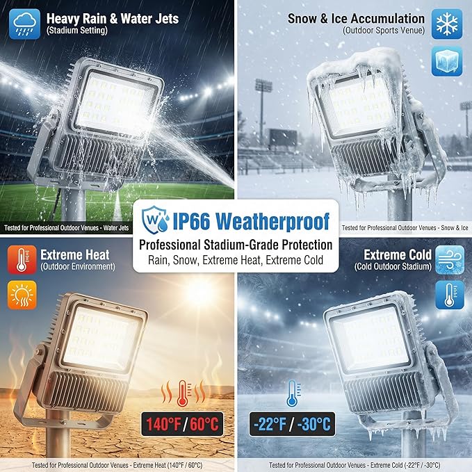 XXBSAZ 300W LED Flood Light Outdoor, High Power Plug-in & Hardwired Commercial - Image 3