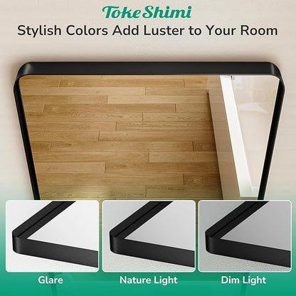 TokeShimi 30 x 30 Black Bathroom Mirror, Rectangle Bathroom Wall Mirror - Image 5