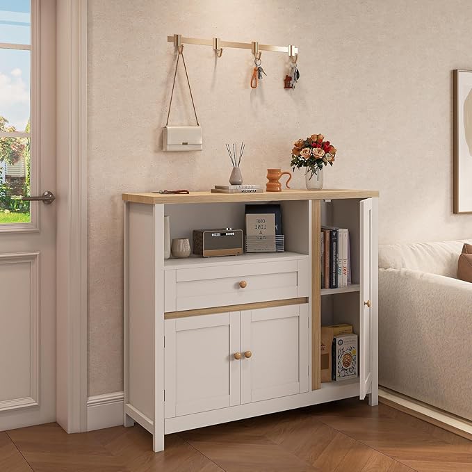 Storage Cabinet with Doors and Drawers, Kitchen Storage Cabinets，with Drawer - Image 9