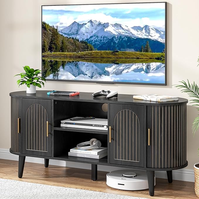 51" Fluted TV Stand, Mid-Century Modern Entertainment Center by Mxtxmy