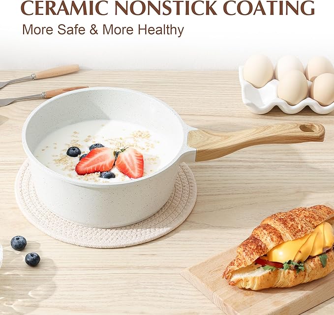 SENSARTE White Ceramic Nonstick Saucepan - Image 6