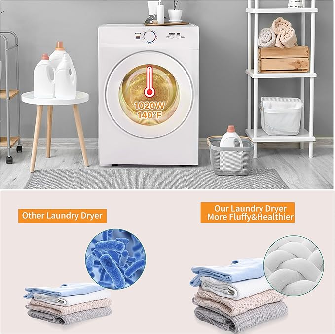 1.8 Cu.Ft. Portable Clothes Dryer, 1020W portable dryers - Image 4