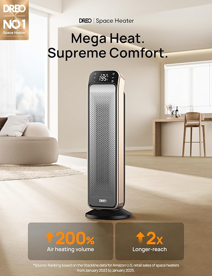 DREO Space Heater Indoor, 3 Modes, Overheating & Tip-Over Protection, Electric - Image 2