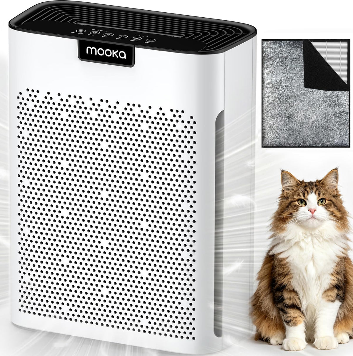 mooka air purifier for home bedroom large room, main product view