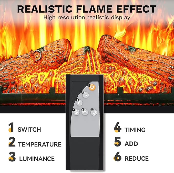 DWVO 23 Inches Electric Fireplace Insert, Recessed Fireplace Heater - Image 7