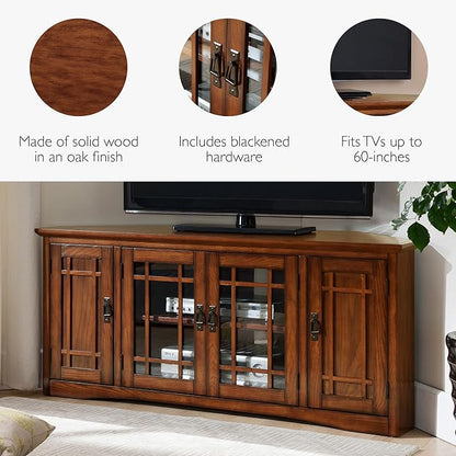Leick Home 60 in Corner TV Stand, Solid Wood, Adjustable Shelves, Easy Assembly - Image 6