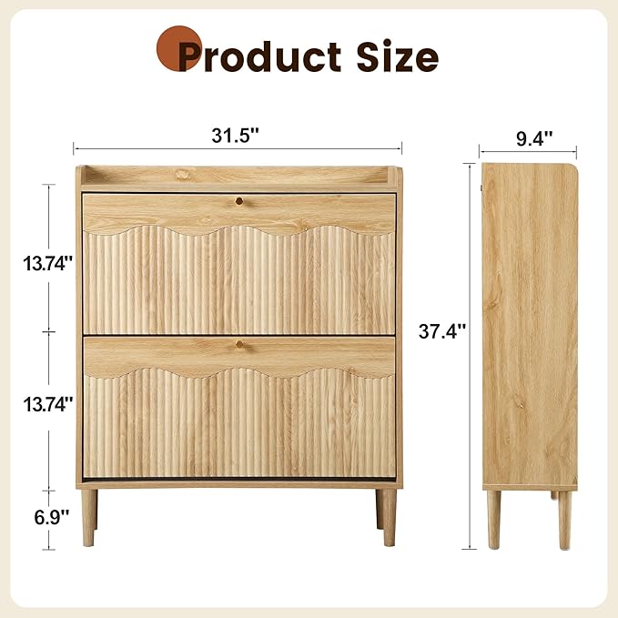 BERRYMERRY 31.5” Fluted Shoe Storage Cabinet Storage - Image 2