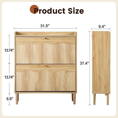 BERRYMERRY 31.5” Fluted Shoe Storage Cabinet Storage - Image 2
