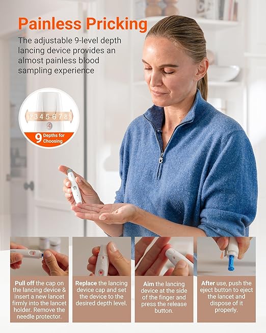 iHealth Acacia Blood Glucose Monitor Kit, 100 Glucometer Strips, 100 Lancets - Image 3