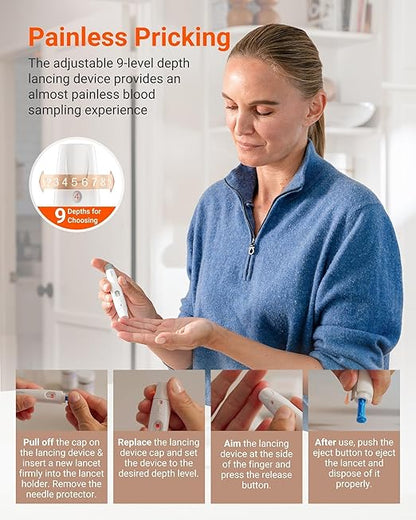 iHealth Acacia Blood Glucose Monitor Kit, 100 Glucometer Strips, 100 Lancets - Image 3