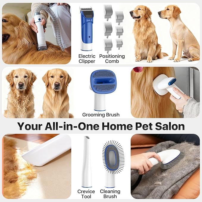Dog Grooming Kit with Vacuum, 15000Pa Pet Hair Clipper and Shedding Brush - Image 3