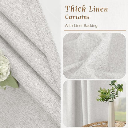 LAMIT 100% Blackout Short Linen Curtains, 48 Inch Length Linen Textured Thermal - Image 7