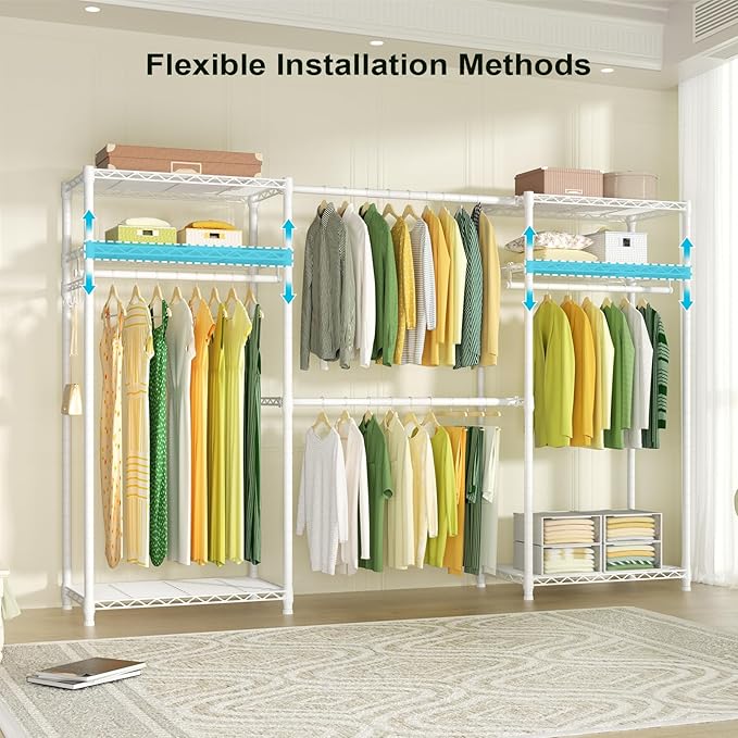 Ulif E1 Heavy Duty Closet Garment Rack, 6 Tiers Adjustable Metal Freestanding - Image 4