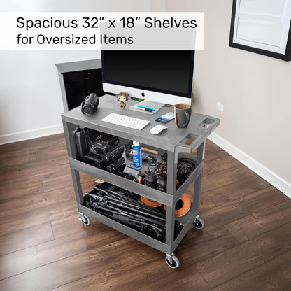 tubstr 3-tier rolling utility cart with wheels |, side view