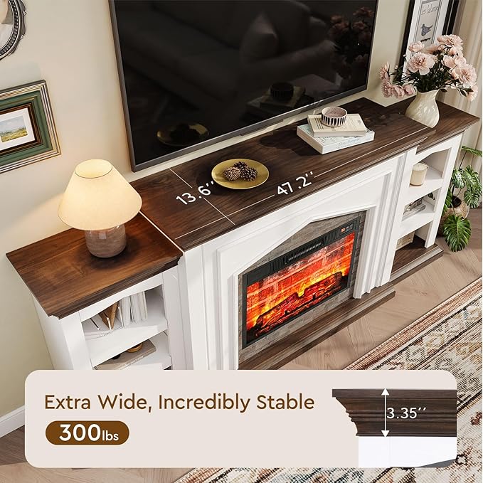LGHM 80" Fireplace TV Stand for TVs Up to 90 Inch, Electric Fireplace - Image 6