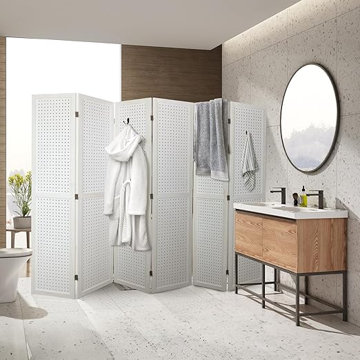 Babion 6 Panel Pegboard Display, Freestanding Folding Privacy Screens - Image 2