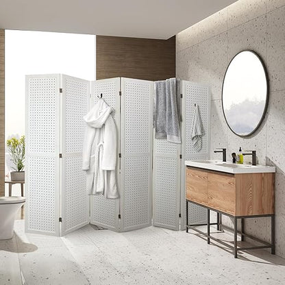 Babion 6 Panel Pegboard Display, Freestanding Folding Privacy Screens - Image 2