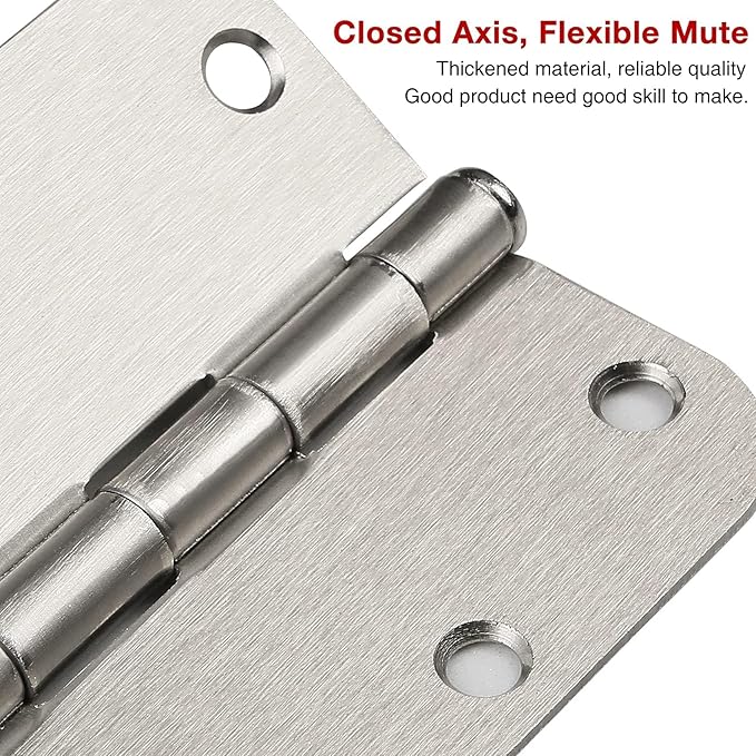 6 Pack Rounded Brushed Nickel Door Hinges 3.5 x 3-1/2" Inch, 5/8" Radius - Image 5
