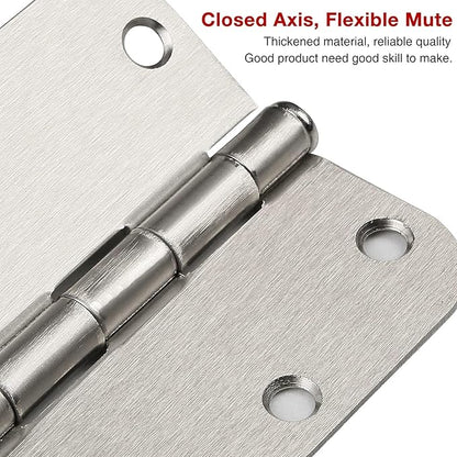 6 Pack Rounded Brushed Nickel Door Hinges 3.5 x 3-1/2" Inch, 5/8" Radius - Image 5