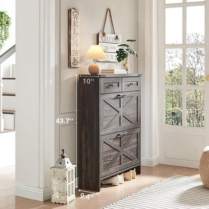 Shoe Storage Cabinet, Farmhouse Shoe Organizer - Image 5