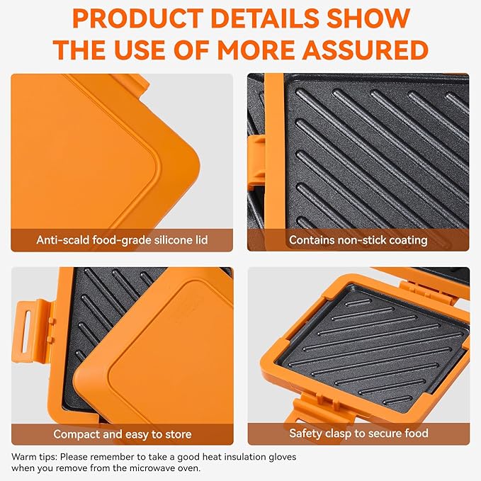 Microwave Toastie Sandwich Maker, Nonstick Plate Panini Maker, Versatile - Image 5