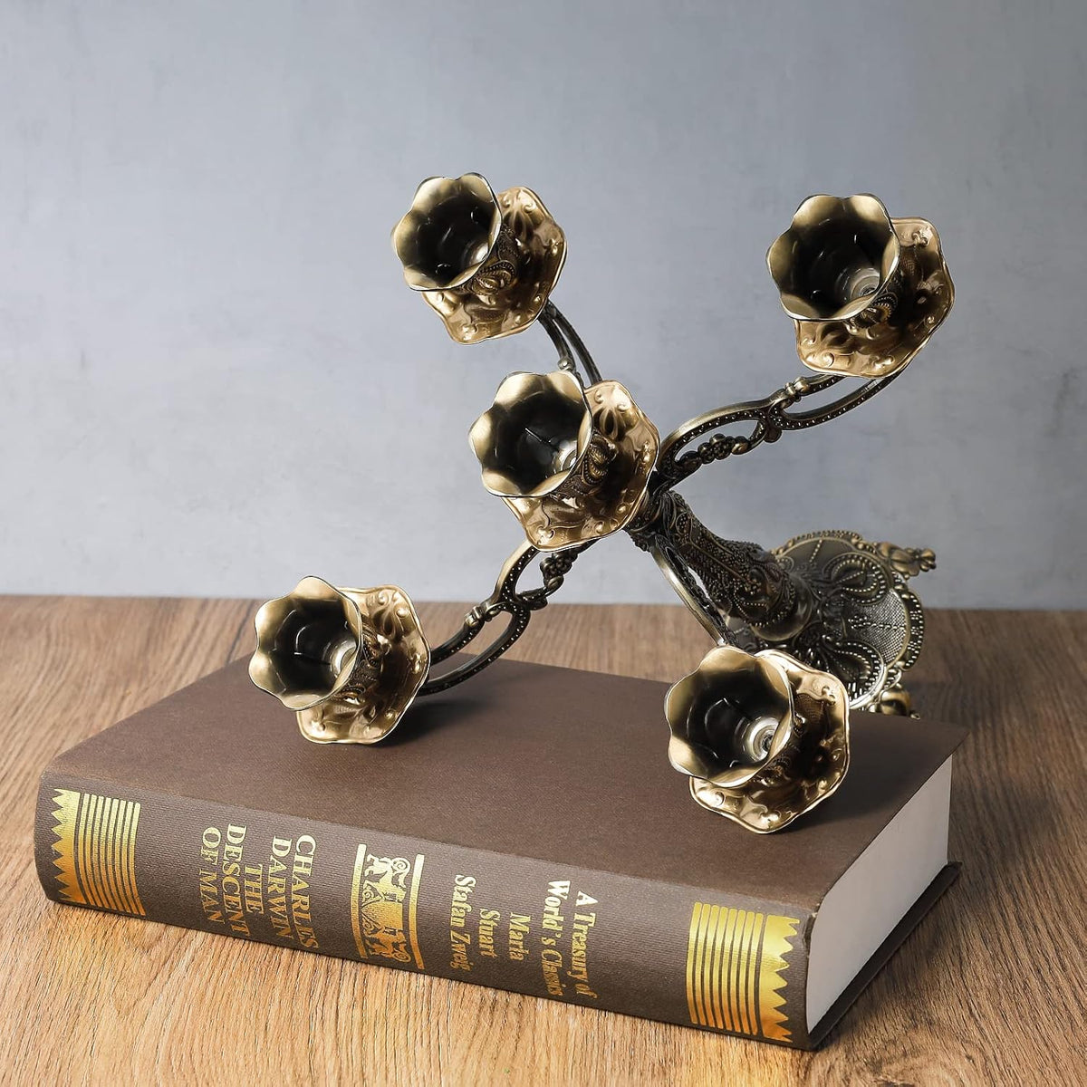 5-Candle Metal Candelabra 10.3 Inch Tall Candlestick Candle Holders for Home ...